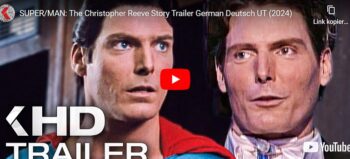 Portraitaufnahme von Christopher Reeve als Superman neben Christopher Reeve nach Eintritt der Querschnittlähmung.