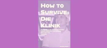 Das rosa unterlegte Cover von "Ratgeber für Menschen mit akuter Querschnittlähmung – How to survive: Die Klinik" mit Hendrik Radke im Dreiviertelprofil.