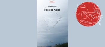 Cover des Buches "Einer nur" von Bernd Mittenzwei. Ein verhangener, grauer Himmel, über den ein Schwarm Vögel fliegt. Am unteren Rand des Covers ein Sandstrand mit Strandkörben.