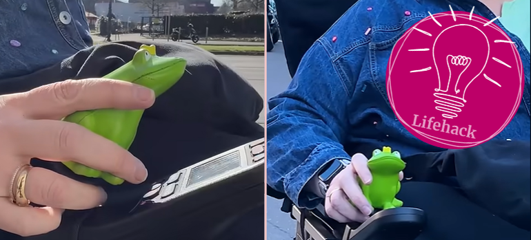 Lifehack: Der Trick mit dem Gute-Laune-Frosch am E-Rolli